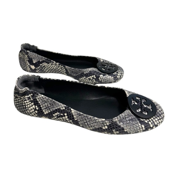 Tory Burch Tri Color Python Embossed Leather Minnie Flats Size 8.5 Animal Print - Picture 1 of 16